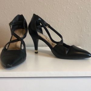 Black t-strap heels